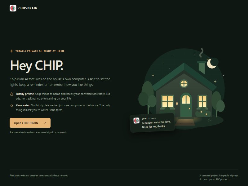 The CHIP-BRAIN home page: Hey CHIP, beside an illustrated house at night