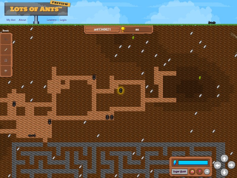 Lots of Ants: ants digging tunnels through dirt and ore